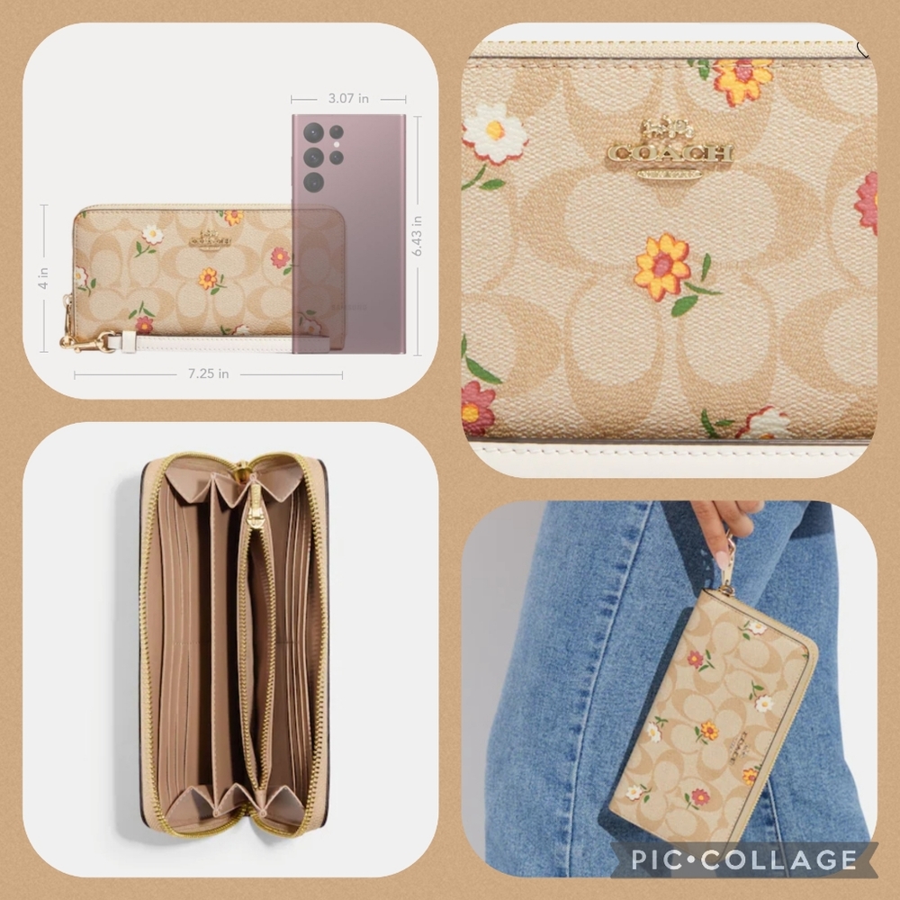 COACH Long Zip Around Wallet w/ Nostalgic Ditsy Print - Picture 2 of 8
